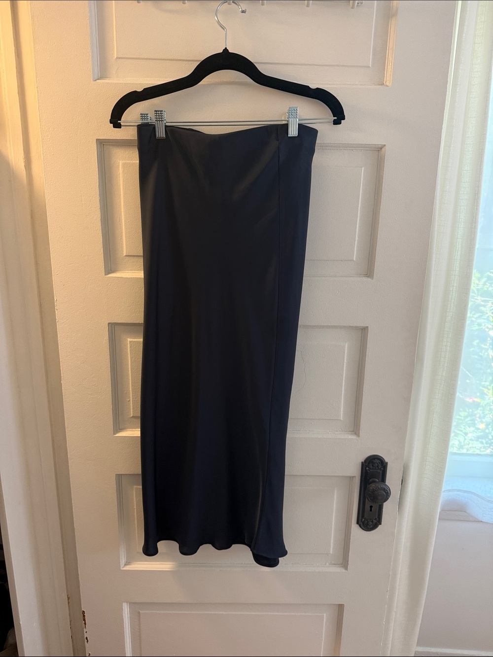 Zara Navy Maxi Skirt silk satin
